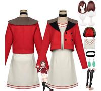 bbganlian Anime Dandadan Momo Ayase New Skin Cosplay Costume Outfit Aira Shiratori Role Play Uniform Full Set Halloween Party Carnival Dress Up Suit with Wig Earrings for Women (XS)