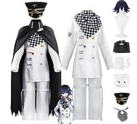 bbganlian Anime Danganronpa V3 Kokichi Oma Cosplay Costume Outfit Chiaki Namami Role Play Uniform Full Set Halloween Carnival Party Dress Up Suit with Hat Wig for Men (XXXL)