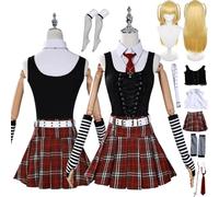 bbganlian Anime Death Note Misa Amane Cosplay Costume Outfit Role Play Uniform Full Set Halloween Carnival Party Dress Up Suit With Wig Necklace for Women (M)