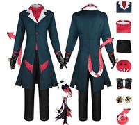 bbganlian Anime Hazbin Hotel Blitzo Boss Cosplay Costume Outfit Lucifer Morningstar Role Paly Uniform Full Set Halloween Carnival Party Dress Up Suit with Tail for Men (XS)