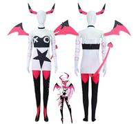 bbganlian Anime Hazbin Hotel Verosika Mayday Cosplay Costume Outfit Alastor Uniform Full Set Halloween Carnival Party Dress Up Suit with Tail Wing Headdress for Women Girls (S)
