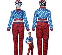bbganlian Anime JoJo's Bizarre Adventure Guido Mista Cosplay Costume Outfit Kira Yoshikage Role Play Uniform Full Set Halloween Party Carnival Dress Up Suit with Hat for Men (XS)