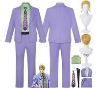 bbganlian Anime JoJo's Bizarre Adventure Kira Yoshikage Cosplay Costume Outfit Guido Mista Role Play Uniform Full Set Halloween Party Carnival Dress Up Suit with Wig for Men (XL)