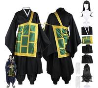 bbganlian Anime Jujutsu Kaisen Geto Suguru Cosplay Costume Outfit Role Play Gojo Satoru Black Uniform Full Set Halloween Carnival Party Dress Up Suit with Wig for Men (XL)