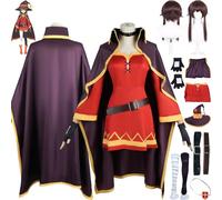 bbganlian Anime KonoSuba God's Blessing On This Wonderful World Cosplay Costume Outfit Megumin Uniform Cape Full Set Halloween Dress Up Suit with Wig Hat Eye-patch for Women Girls (XXXL)