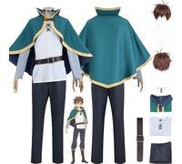 bbganlian Anime KonoSuba God's Blessing On This Wonderful World Cosplay Costume Outfit Satou Kazuma Uniform Full Set Halloween Party Carnival Dress Up Suit with Wig for Men Boys (XXXL)