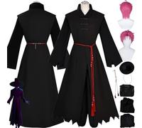 bbganlian Anime KPop Demon Hunters Saja Boys Abby Cosplay Costume Outfit Romance Mystery Role Play Uniform Full Set Halloween Party Carnival Dress Up Suit with Wig Hat for Men (L)