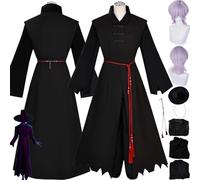 bbganlian Anime KPop Demon Hunters Saja Boys Mystery Cosplay Costume Outfit Romance Jinu Role Play Uniform Full Set Halloween Party Carnival Dress Up Suit with Wig Hat for Men (XL)
