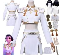 bbganlian Anime KPop Demon Hunters Zoe New Skin Cosplay Costume Outfit Rumi Mira Role Play Uniform Full Set Halloween Party Carnival Dress Up Suit with Wig Headdress for Women (XXXL)