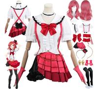 bbganlian Anime LoveLive Maki Nishikino Cosplay Costume Outfit Honoka Kosaka Role Play Uniform Full Set Halloween Party Carnival Dress Up Suit with Wig Earrings Headdress for Women (M)
