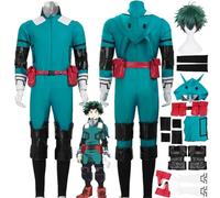 bbganlian Anime My Hero Academia Midoriya Izuku Cosplay Costume Outfit Keigo Takami Role Play Uniform Jumpsuit Full Set Halloween Party Carnival Dress Up Suit with Wig for Men (XXXL)