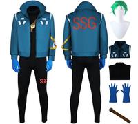 bbganlian Anime One Piece Egghead Island Roronoa Zoro Cosplay Costume Outfit Role Paly Uniform Jumpsuit Full Set Halloween Party Carnival Dress Up Suit with Wig for Men (S)