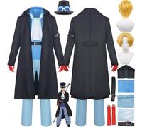 bbganlian Anime One Piece Sabo Cosplay Costume Outfit Monkey D Luffy Portgas D Ace Role Paly Uniform Full Set Halloween Party Carnival Dress Up Suit with Wig Hat for Men (M)