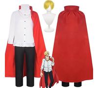 bbganlian Anime One Piece Sanji Cosplay Costume Outfit Monkey D Luffy Portgas D Ace Role Paly Uniform Full Set Halloween Party Carnival Dress Up Suit with Wig for Men (XXXL)