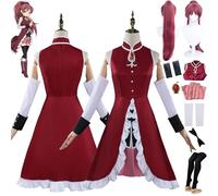 bbganlian Anime Puella Magi Madoka Magica Sakura Kyoko Cosplay Costume Outfit Role Play Uniform Full Set Halloween Party Carnival Dress Up Suit with Wig Headdress for Women (L)