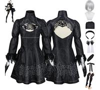 bbganlian Game Nier Automata Yorha No. 2 Type B Cosplay Costume Outfit Role Play 9S Black Uniform Full Set Halloween Party Carnival Dress Up Suit with Eye Mask Wig for Women (L)