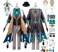 bbganlian Honkai Star Rail Aventurine Cosplay Costume Outfit Game Character Uniform Full Set Halloween Dress Up Suit with Hat Wig Earrings Ring Watch Bracelet for Men Boys (L)