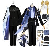 bbganlian Zenless Zone Zero Hugo Vlad Cosplay Costume Outfit Game Character Vivian Uniform Full Set Halloween Carnival Party Dress Up Suit with Wig Headdress Rings for Men (L)