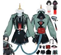 bbganlian Zenless Zone Zero Jane Doe Cosplay Costume Outfit Game Character Uniform Full Set Halloween Carnival Party Dress Up Suit with Wig Tail Headdress for Women (M)