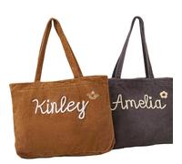 BBGDP Custom Handmade Woven Name Tote Bag, Personalized Wedding Party Corduroy Monogram Tote, Bridesmaid Handbag, Thank You Bag, Gift For Bride & Her Crew