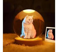 BBGDP Personalized Pet Photo Memorial Ball Night Light, 3D Crystal Globe Lamp with Dog, Cat Loss Sympathy Gift for Lovers