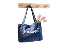 BBGDP Personalized Woven Corduroy Tote, Custom Bridesmaid 3D Name Tote Bag, Zippered Chenille Handbag, Bachelorette Gifts,Traveling Handbag, Gift For Her
