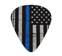 BBggyh Thin Blue Line Flag Police Guitar Picks 12-Pack, ABS, One Size, For Electric Guitar, Acoustic Guitar, Mandolin, and Bass, 0.46mm, 0.73mm, 0.96mm, Blue