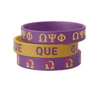 BBGreek Omega Psi Phi Fraternity Paraphernalia - Official Vendor - Set of 3 Silicone Bracelets - Wrist Bands - Collection, 21cm, Silicone, silicone
