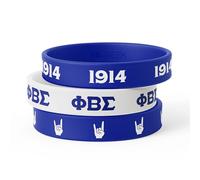 BBGreek Phi Beta Sigma Fraternity Paraphernalia - Official Vendor - Set of 3 Silicone Bracelets - Wrist Bands - Collection, 21cm, Silicone, silicone