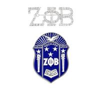 BBGreek Zeta Phi Beta Sorority Paraphernalia - Official Vendor - Set of 2 Lapel Pins - Enamel and Rhinestone, One size, enamel, enamel