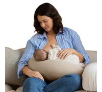 bbhugme Adjustable Nursing Pillow - Breastfeeding, Bottle Feeding, Baby Support - Adjustable Firmness and Fit - Washable Pillow Cover - Seashell Beige