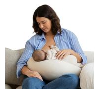 bbhugme Adjustable Nursing Pillow - Breastfeeding, Bottle Feeding, Baby Support - Adjustable Firmness and Fit - Washable Pillow Cover - Soft White/Vanilla