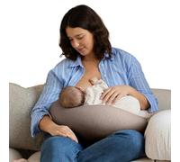 bbhugme Adjustable Nursing Pillow - Breastfeeding, Bottle Feeding, Baby Support - Adjustable Firmness and Fit - Washable Pillow Cover - Hazel Brown/Stone