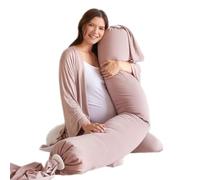 bbhugme Adjustable Pregnancy Pillow - Full Body Support for Side Sleeping - Adjustable Firmness and Shape - Supports Back, Legs, Belly, Hips for Pregnant Women - Removable Cover - Dusty Pink