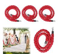 BBHW 4 Pack Velvet Ropes - 3FT to 6.6FT Crowd Control nch Ber Rope with Bed Silver Hook for Parties Events and Red Carpet Queue ment