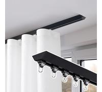 BBHW Curtain Rail Ceiling Mount Curtain Track, Heavy Duty Single Curtain Rods, Curtain Pole for Window/Shower/Partition, Elegant Room Divider Track System (Color : Black, Size : 2.8m (9.2ft))