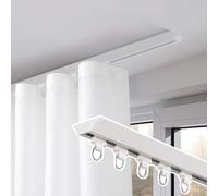 BBHW Curtain Rail Ceiling Mount Curtain Track, Heavy Duty Single Curtain Rods, Curtain Pole for Window/Shower/Partition, Elegant Room Divider Track System (Color : White, Size : 1.5m (4.9ft))