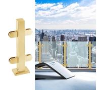 BBHW Metal Brushed Gold Glass Railing Post Hardware, Indoor Outdoor Glass Balustrade Fence Pole with Clamps, Stairs/Deck/Villas Glass Panels Holder (Color : Gold-Mid Post, Size : 105cm(41 3/8"))