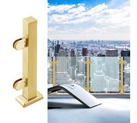 BBHW Metal Brushed Gold Glass Railing Post Hardware, Indoor Outdoor Glass Balustrade Fence Pole with Clamps, Stairs/Deck/Villas Glass Panels Holder (Color : Gold-End Post, Size : 105cm(41 3/8"))