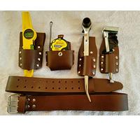 BBI Brown Leather Scaffolding Tools Belt with 5pcs Tool Set