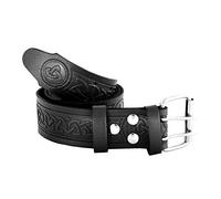 BBI LTD Scaffolding 2" Black celtic Leather embossed Tool belt Utility Leather Kilt Belt