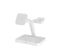 BBIAM 3 in 1 Fast Magnetic Wireless Charging Station with 30W Adapter for iPhone 16 15 14 13 12 Pro Max Plus Mini Apple Watch AirPods Pro 4 3 2,White