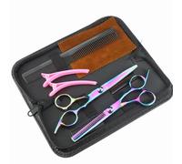 BBIAM 6.0 Inch Professional Hair Shears Set,Barber Scissors,Hair Cutting Scissors Kit,Hairdressing Shears Thinning Scissors for Salon & Home Use,7PCS,Colorful