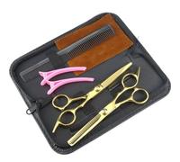BBIAM 6.0 Inch Professional Hair Shears Set,Barber Scissors,Hair Cutting Scissors Kit,Hairdressing Shears Thinning Scissors for Salon & Home Use,7PCS,Gold