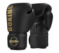 BBIAM Men's Boxing Gloves for Bags, Mitt Work & Sparring, Muay Thai, MMA, And Free Fighting, Advanced Turnback Wrist Support,Black Gold,8OZ