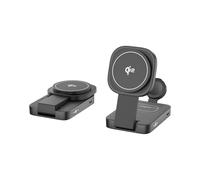 BBIAM Qi2 certified 3-in-1 Magnetic Wireless Charging Station for Apple MagSafe Charger, Foldable Portable Fast Wireless Charger with PD 30W Adapter.,Black