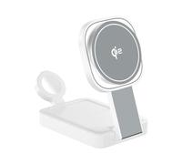 BBIAM Qi2 certified 3-in-1 Magnetic Wireless Charging Station for Apple Magsafe Charger, Foldable Portable Fast Wireless Charger with 30W Adapter for iPhone and iWatch and AirPods.,White