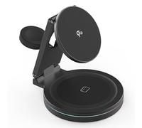BBIAM Qi2 Certified 3-in-1 Magnetic Wireless Charging Station for Magsafe Charger, Foldable Portable Fast Wireless Charging Station with 30W Adapter, Adjustable Angle.,Black