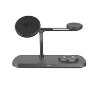 BBIAM Qi2 certified 3-in-1 magnetic wireless charging station for multiple Apple and Samsung devices, Adjustable Angle wireless charger with 30W adapter for MagSafe.,Black