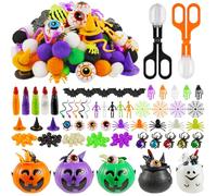 Bbiamsleep 315 Pcs Halloween Sensory Bin Filler Halloween Sensory Bin Items Fine Motor Skills Include Eyeball Bat Witch Hat Cauldron Finger Snake Spider Skull Pom Poms for Sorting Counting Training